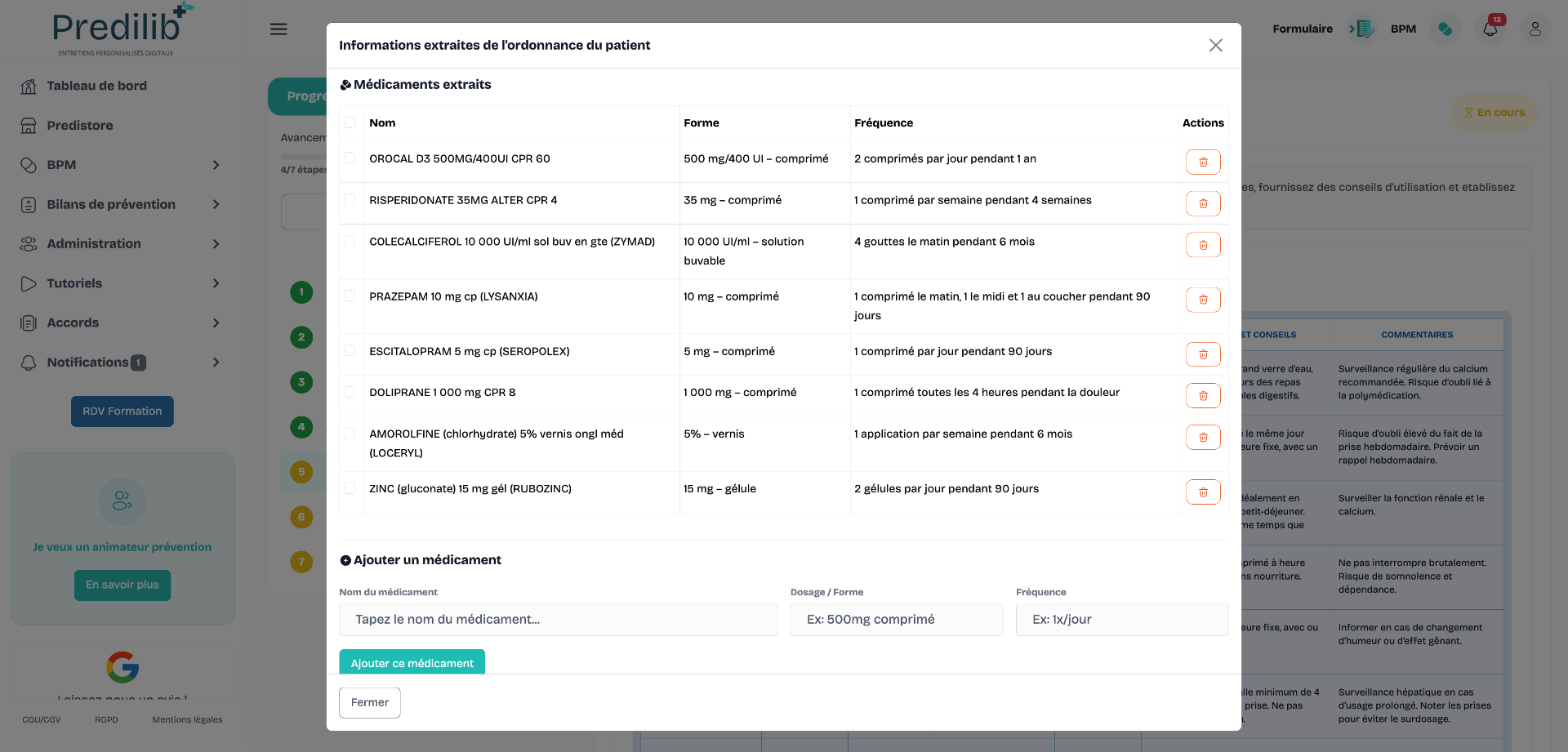 Capture d'écran - Analyse des traitements
